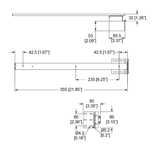 Penn Elcom - R5033X - Door Hinge On Drawer Slide.